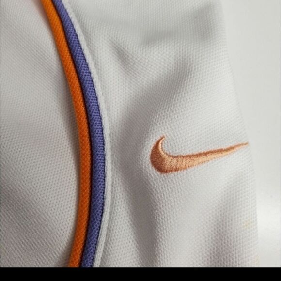 L NIKE DRI-FIT White purple orange RUNNING VTG y2k SHORTS LARGE 12 14 - Picture 1 of 15